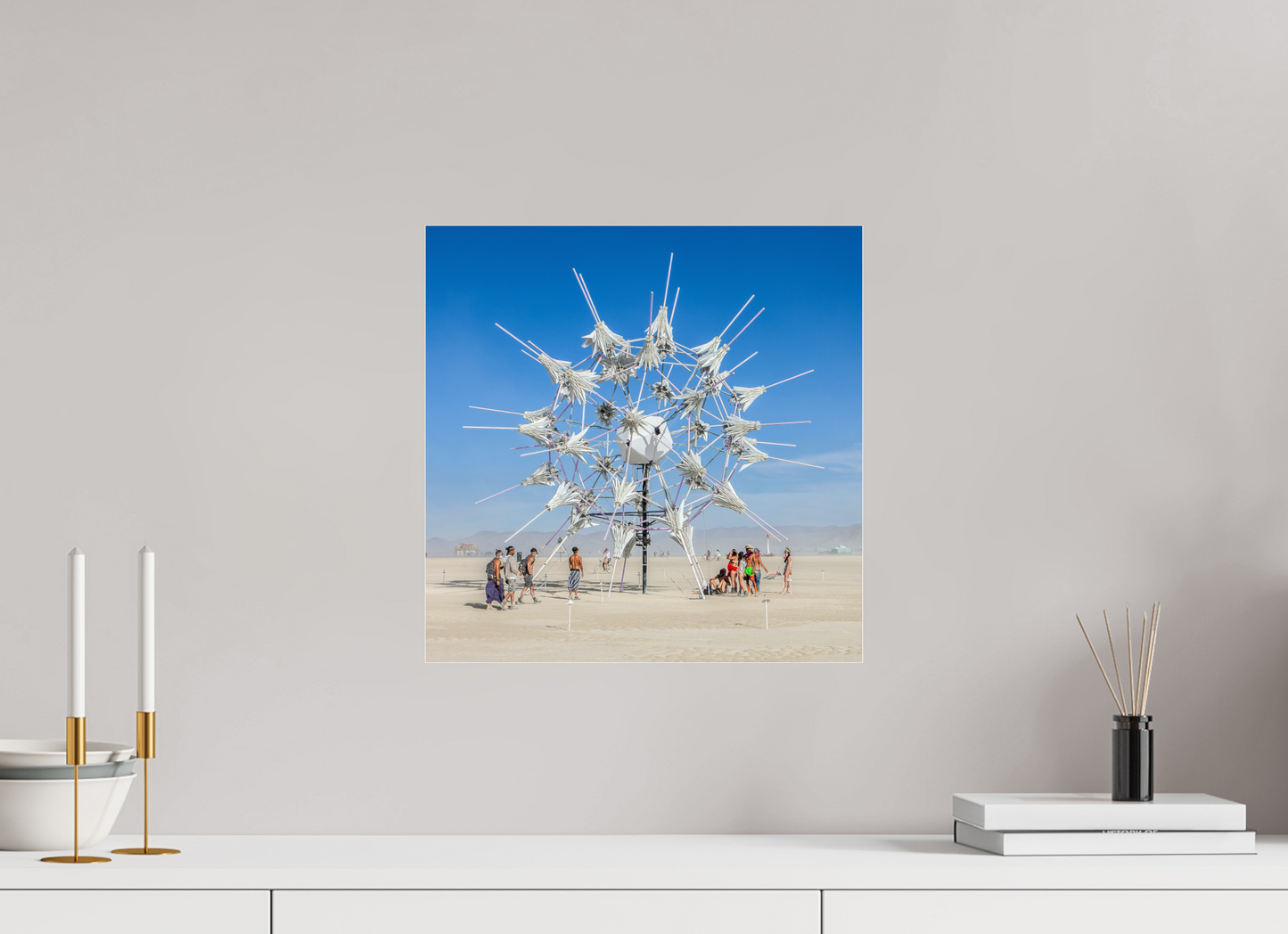 15 x 15″, Frameless Acrylic Glass Burning Man - Gathering at Radia Lumia