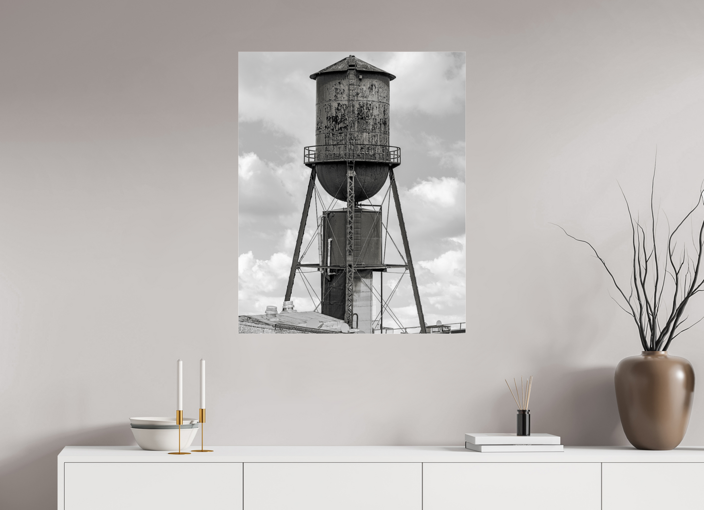 28 x 34.8″, Frameless Acrylic Glass Green Water Tower