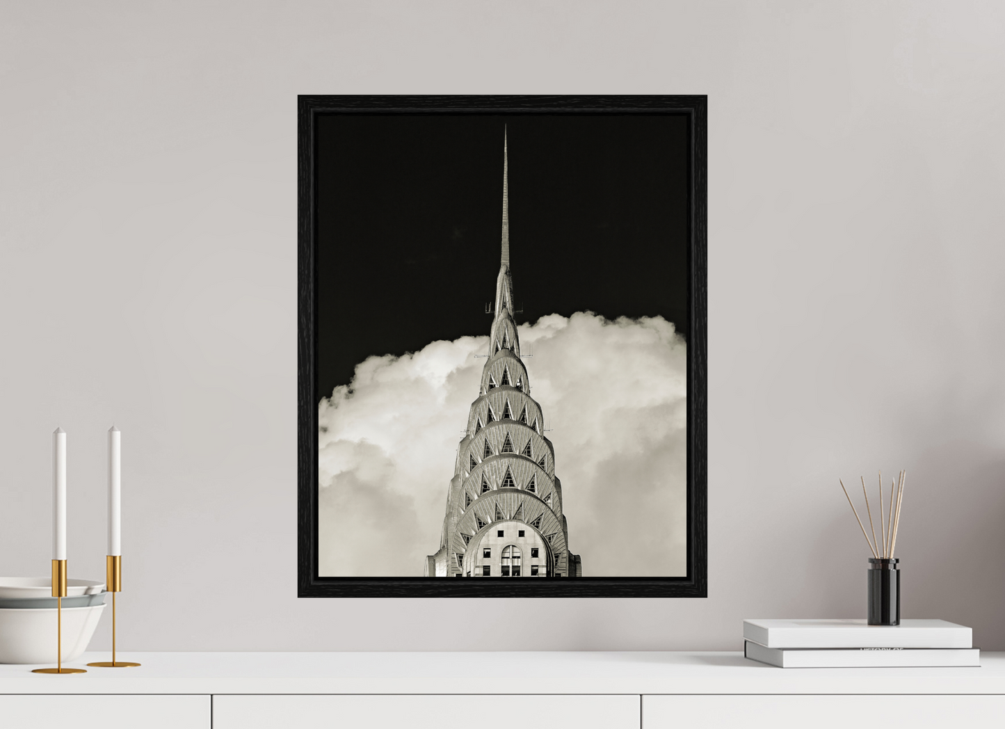 16 x 20″, Floater Frame Chrysler Building Against Clouds