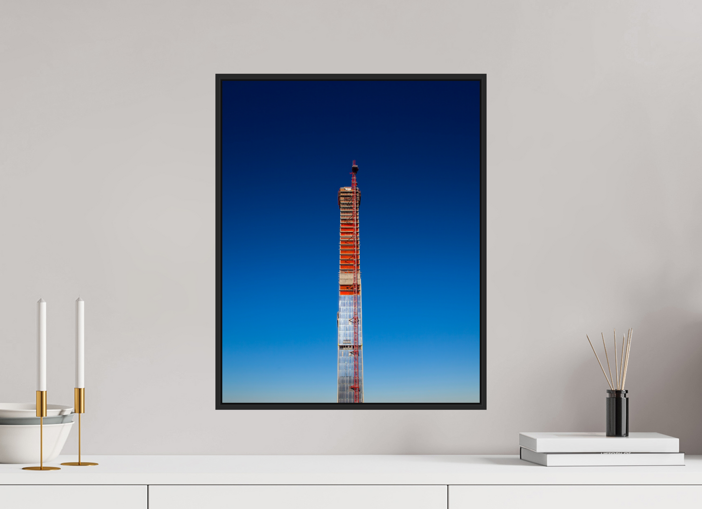 16 x 20″, Black Matte Frame, No Border Steinway Tower Under Construction