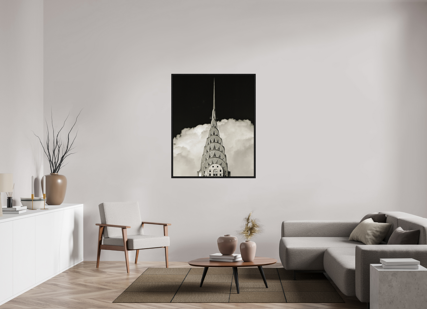 39 x 48.7″, Floater Frame Chrysler Building Against Clouds
