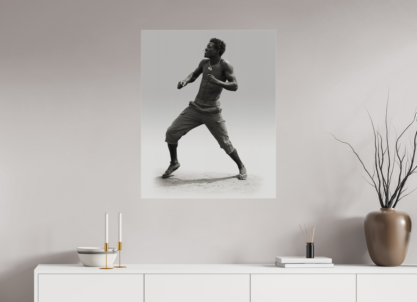 28 x 35″, Frameless Acrylic Glass Angolan Man Dancing