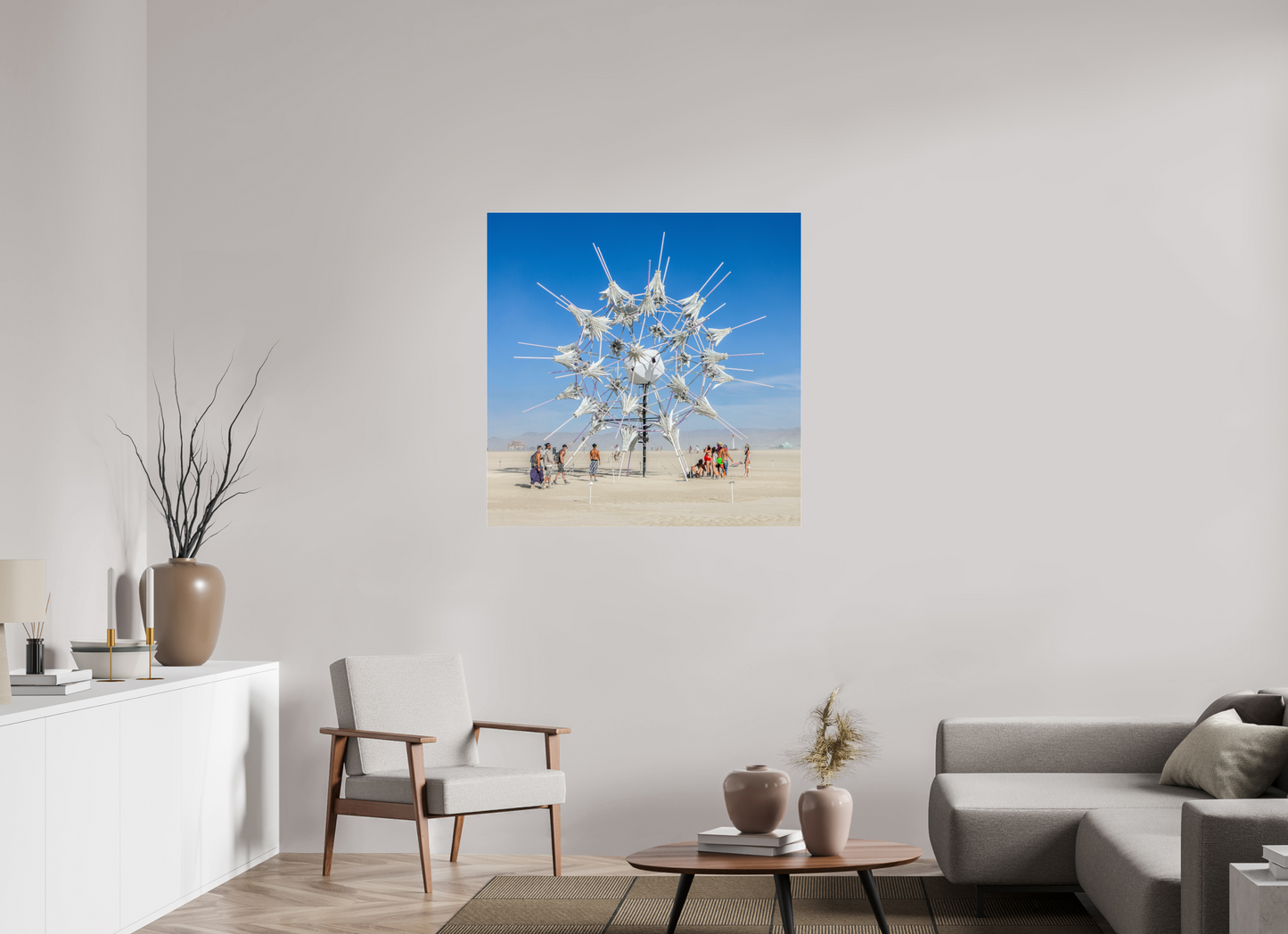 40 x 40″, Frameless Acrylic Glass Burning Man - Gathering at Radia Lumia