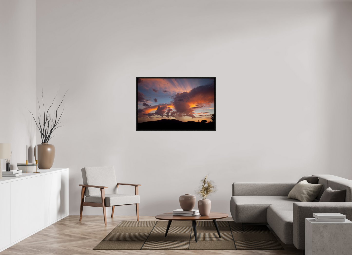 45 x 30″, Floater Frame Sunset with Clouds
