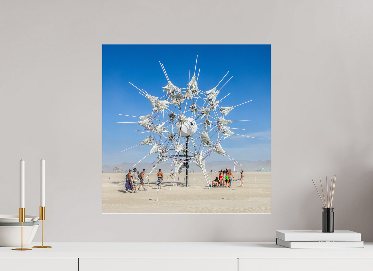 20 x 20″, Frameless Acrylic Glass Burning Man - Gathering at Radia Lumia