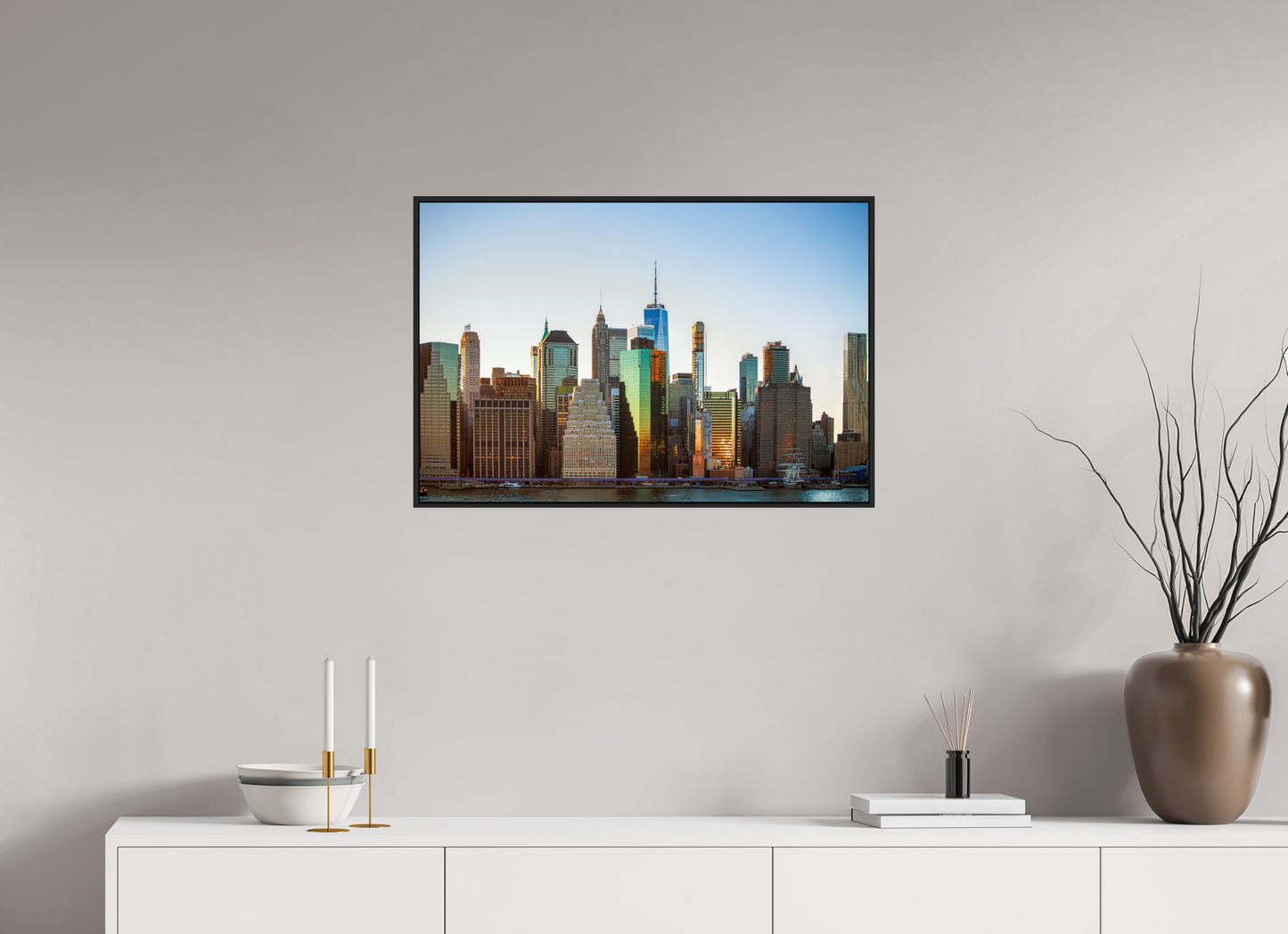 30 x 20″, Black Matte Frame, No Border Lower Manhattan