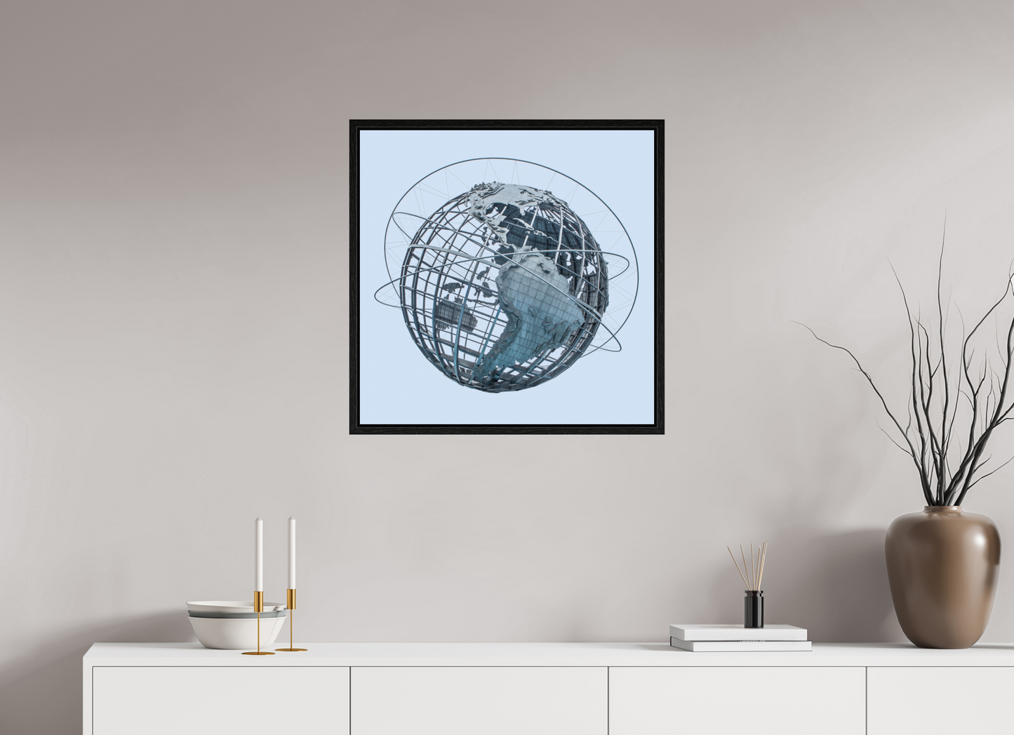 25 x 25″, Floater Frame Unisphere