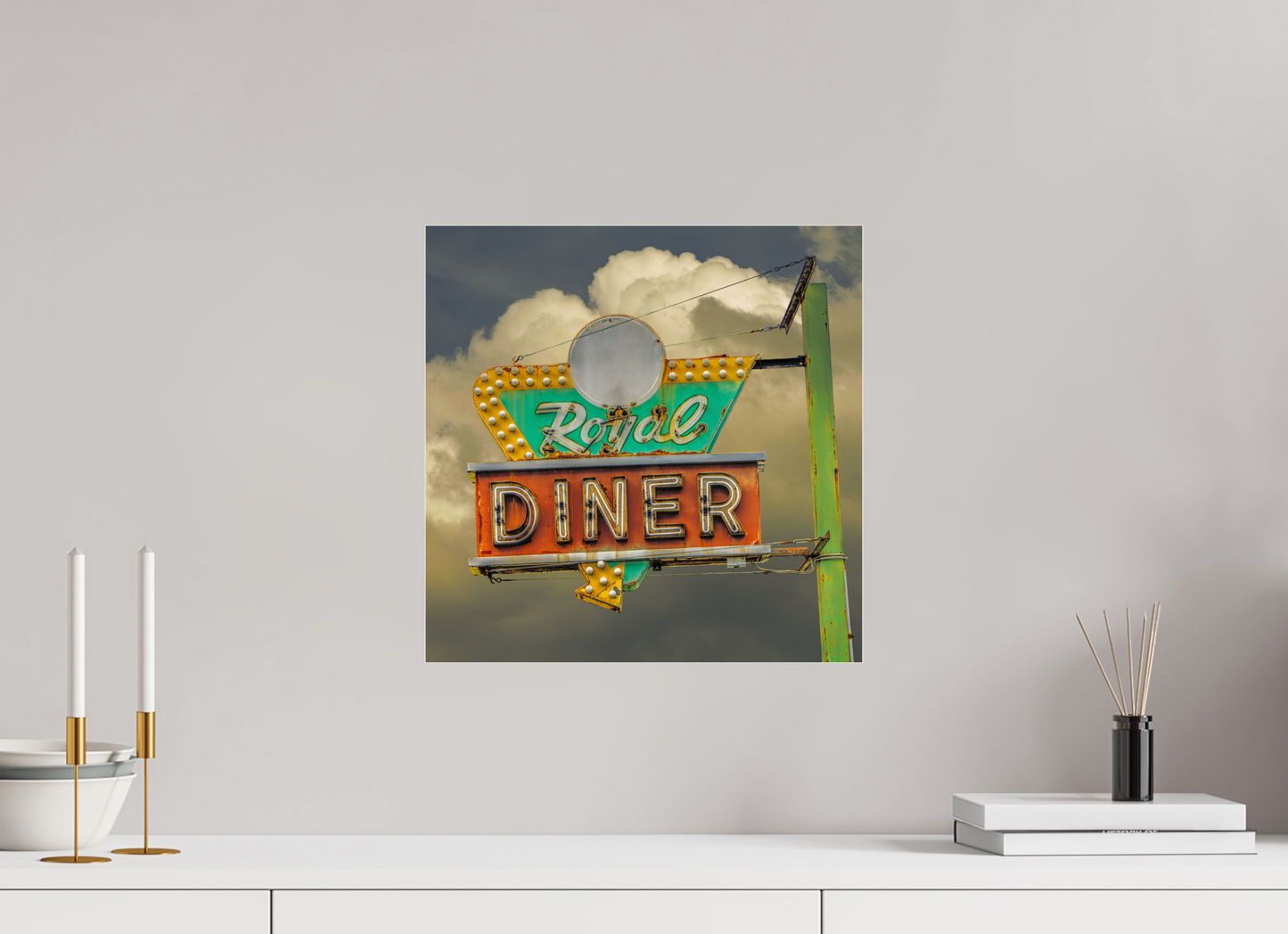 15 x 15″, Frameless Acrylic Glass Royal Diner Sign