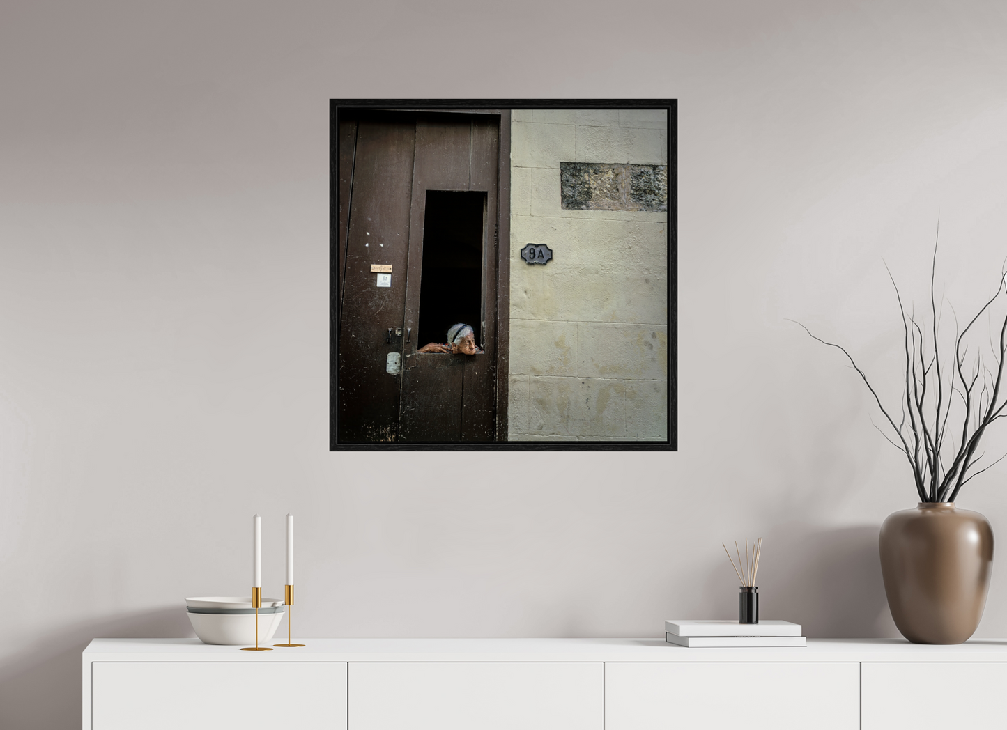 28 x 28.4″, Floater Frame Cuban Woman