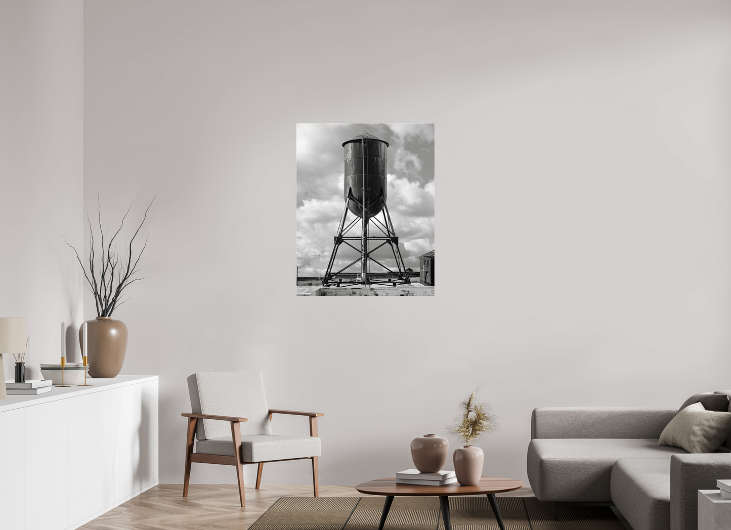 31 x 38.7″, Frameless Acrylic Glass Black Water Tower