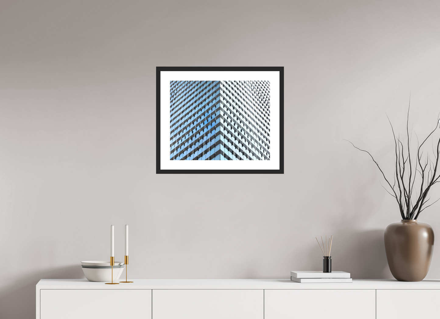20 x 16″, Solid 0.8" Black Wood Frame With 2" Natural White Passe-Partout with Museum Glass Glass Facade