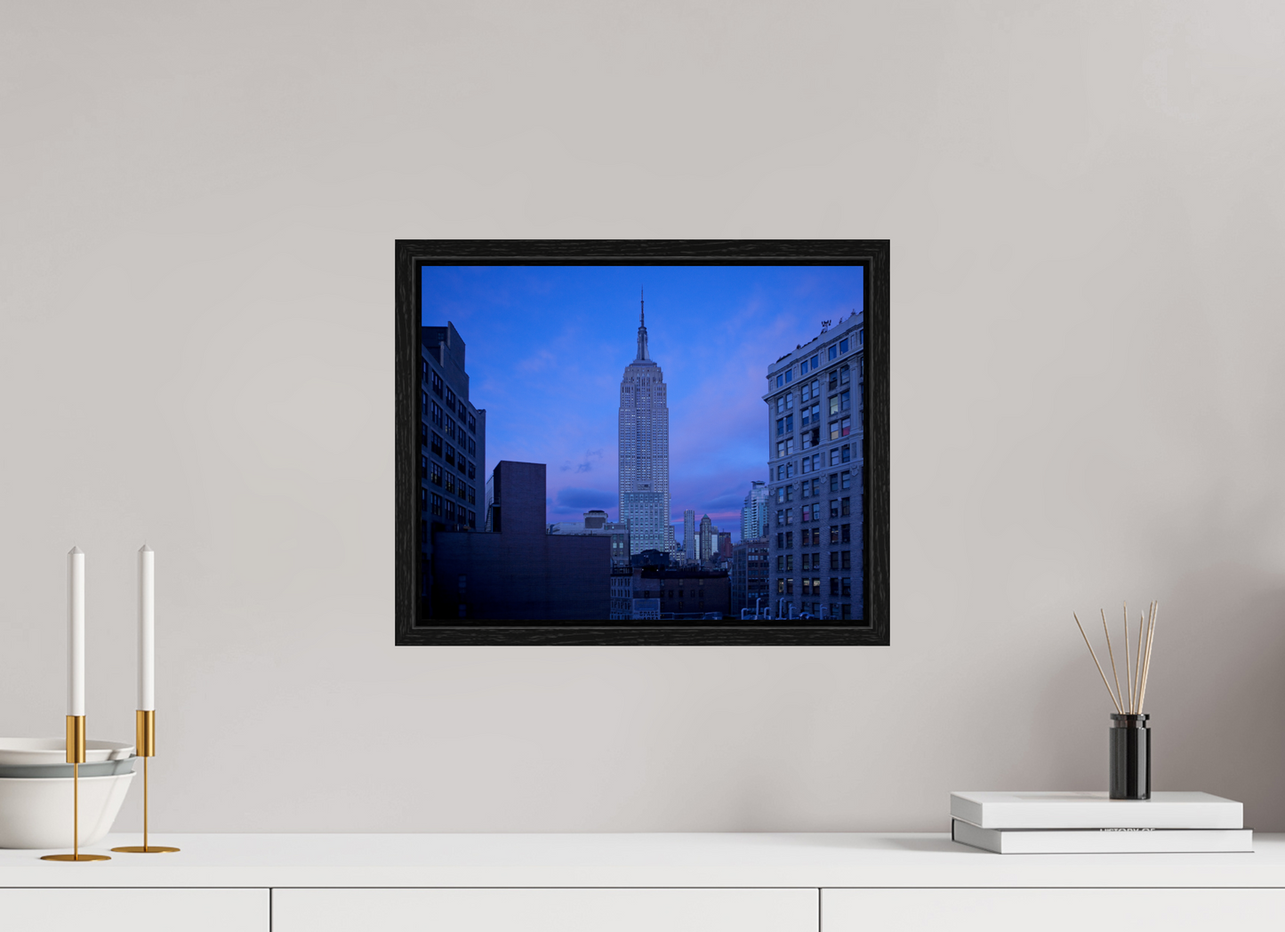 15 x 12″, Floater Frame The Empire State Building at Dusk