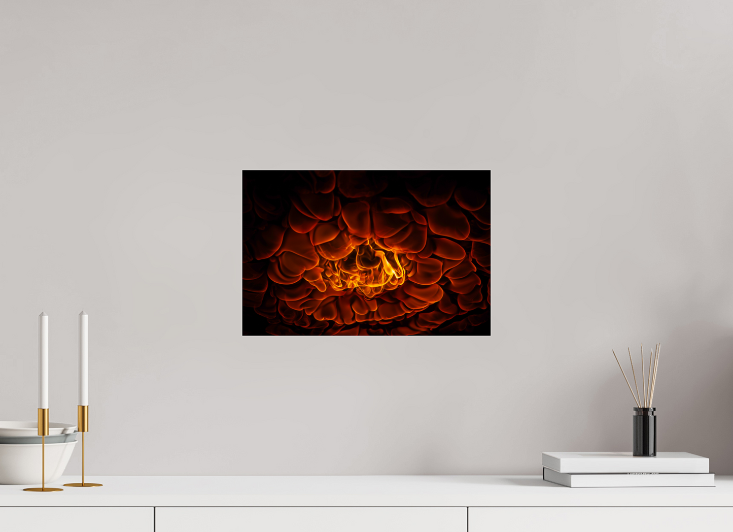 15 x 10″, Frameless Acrylic Glass Burning Man - Flames