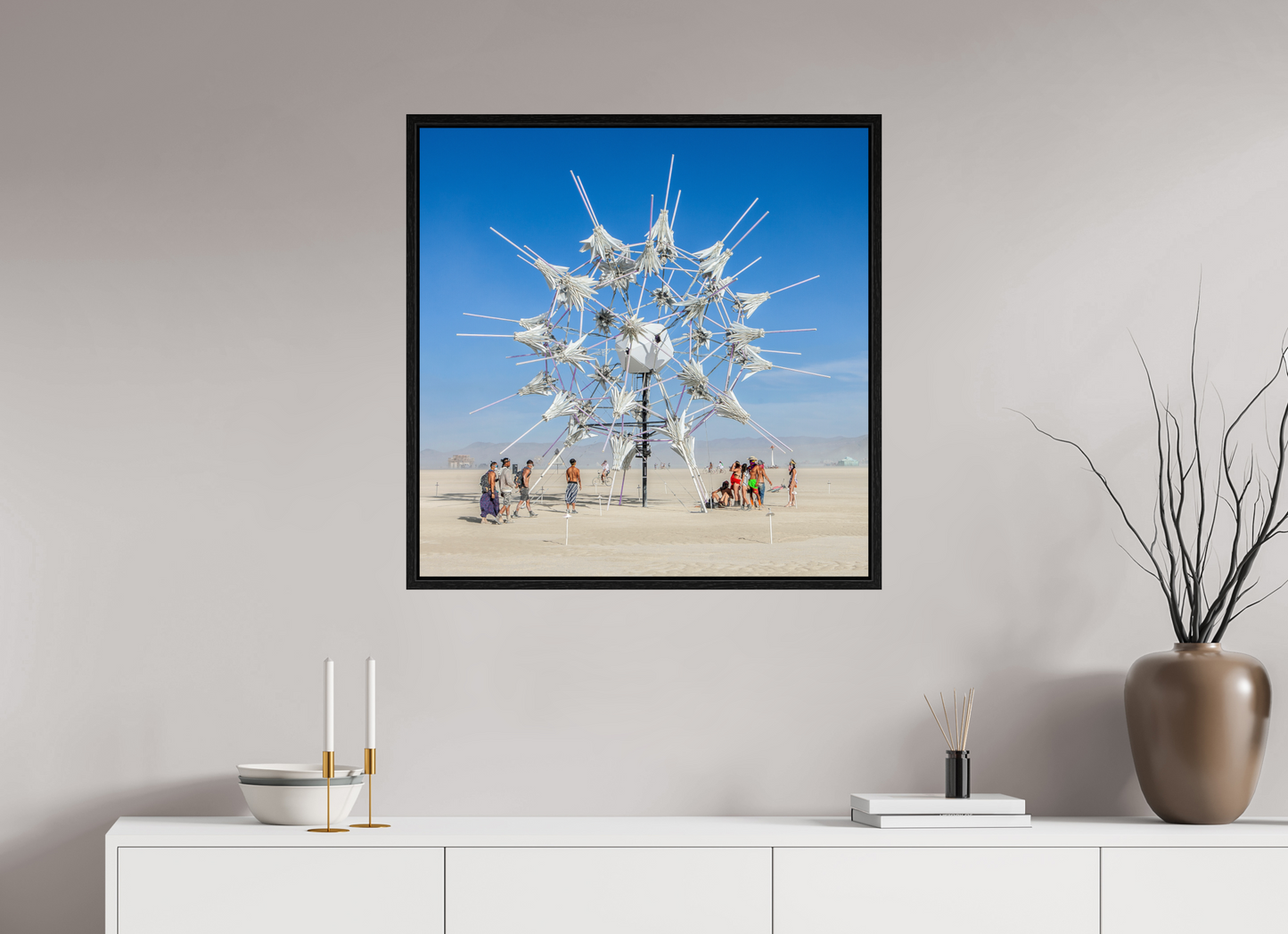 30 x 30″, Floater Frame Burning Man - Gathering at Radia Lumia