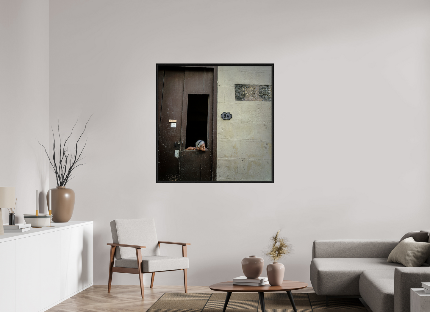 43 x 43.6″, Floater Frame Cuban Woman