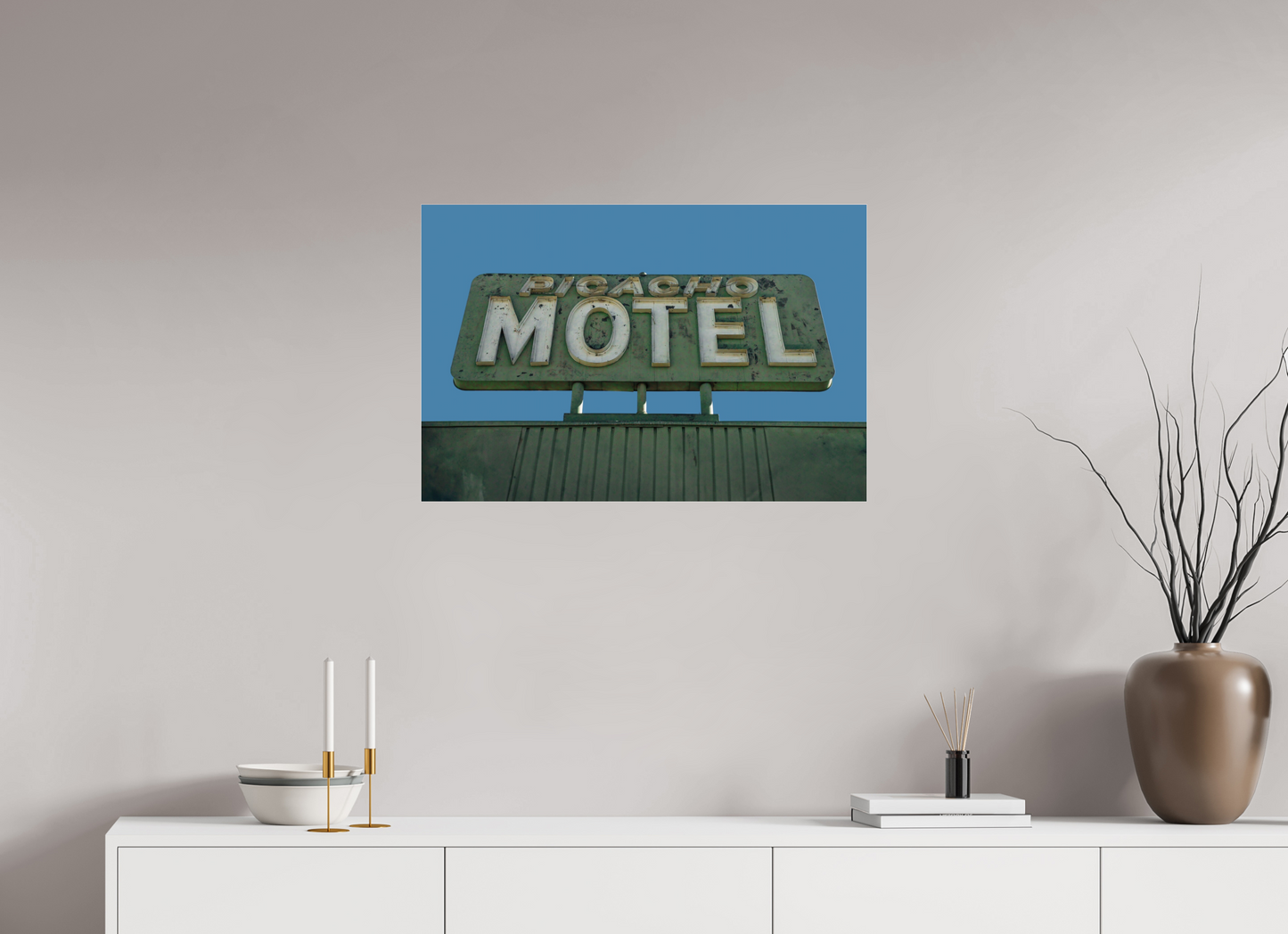 30 x 20″, Frameless Acrylic Glass Picacho Motel Sign