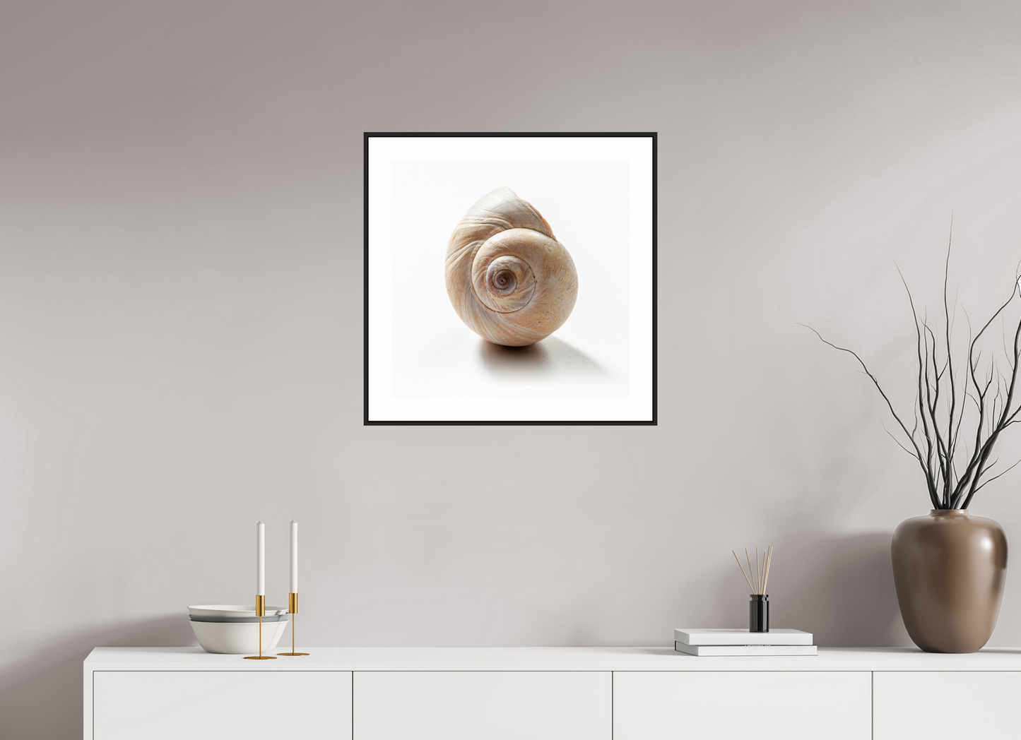 20 x 20″, Black Matte Frame Large Sea Shell