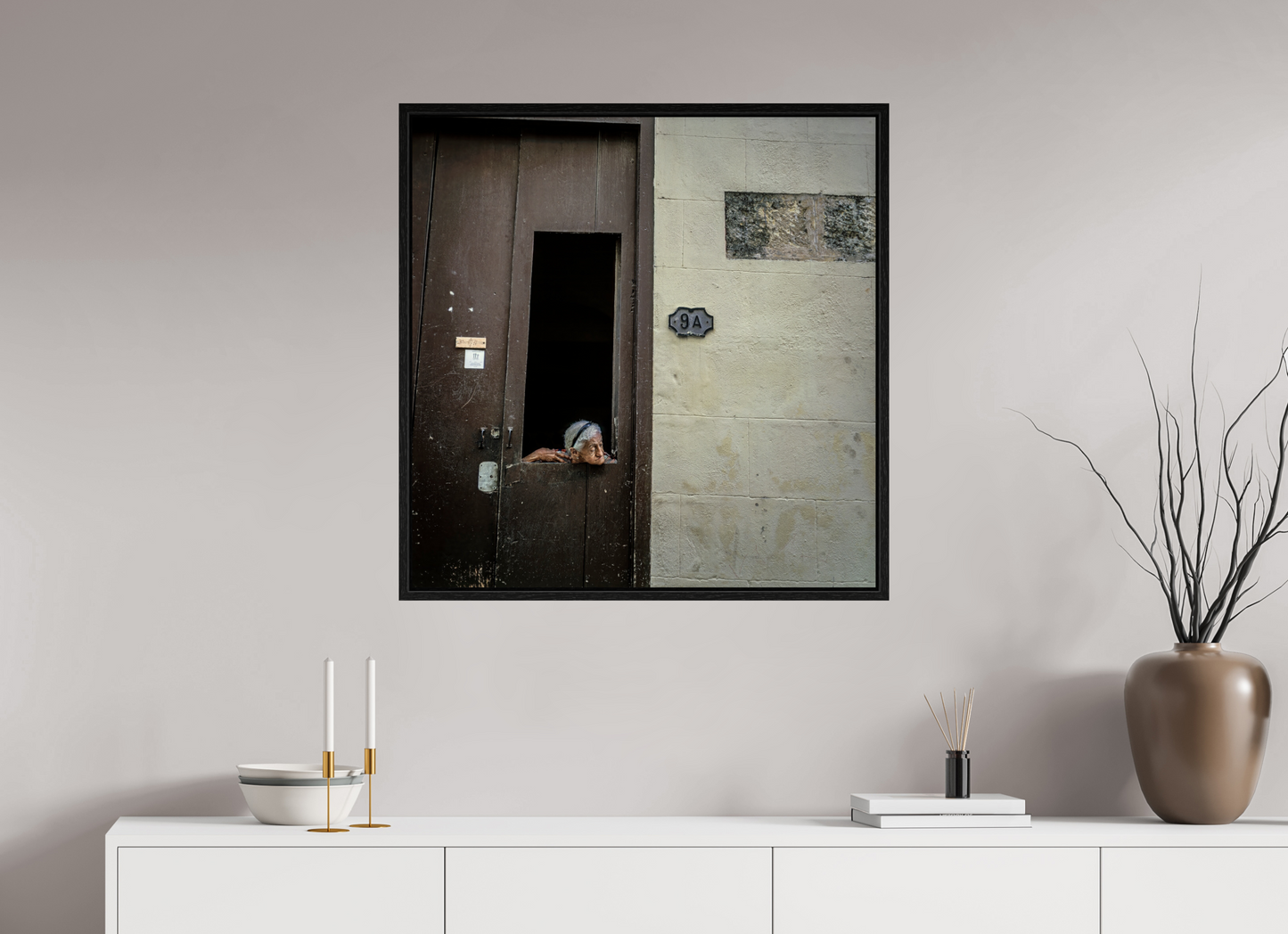 31 x 31.5″, Floater Frame Cuban Woman