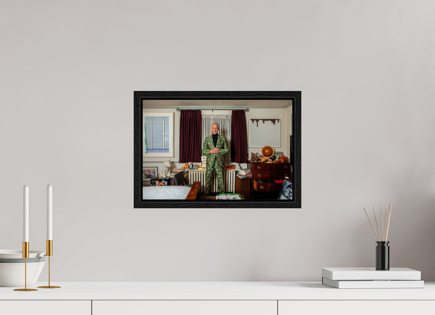15 x 10″, Floater Frame John Waters in his Bedroom