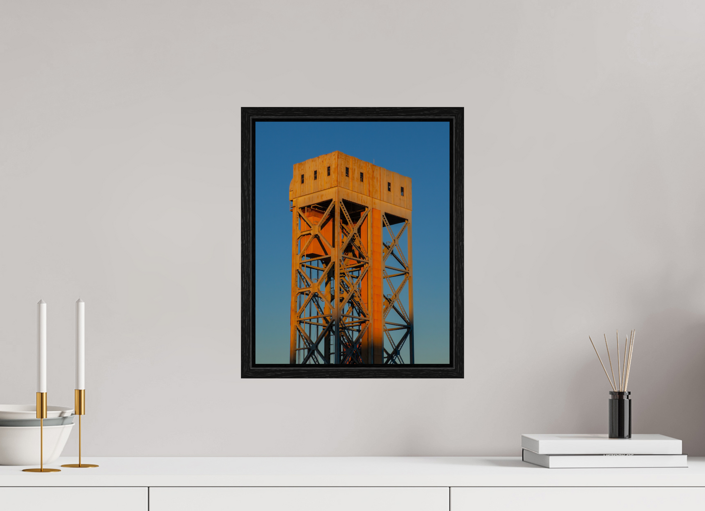 12 x 15″, Floater Frame Rusty Work Building