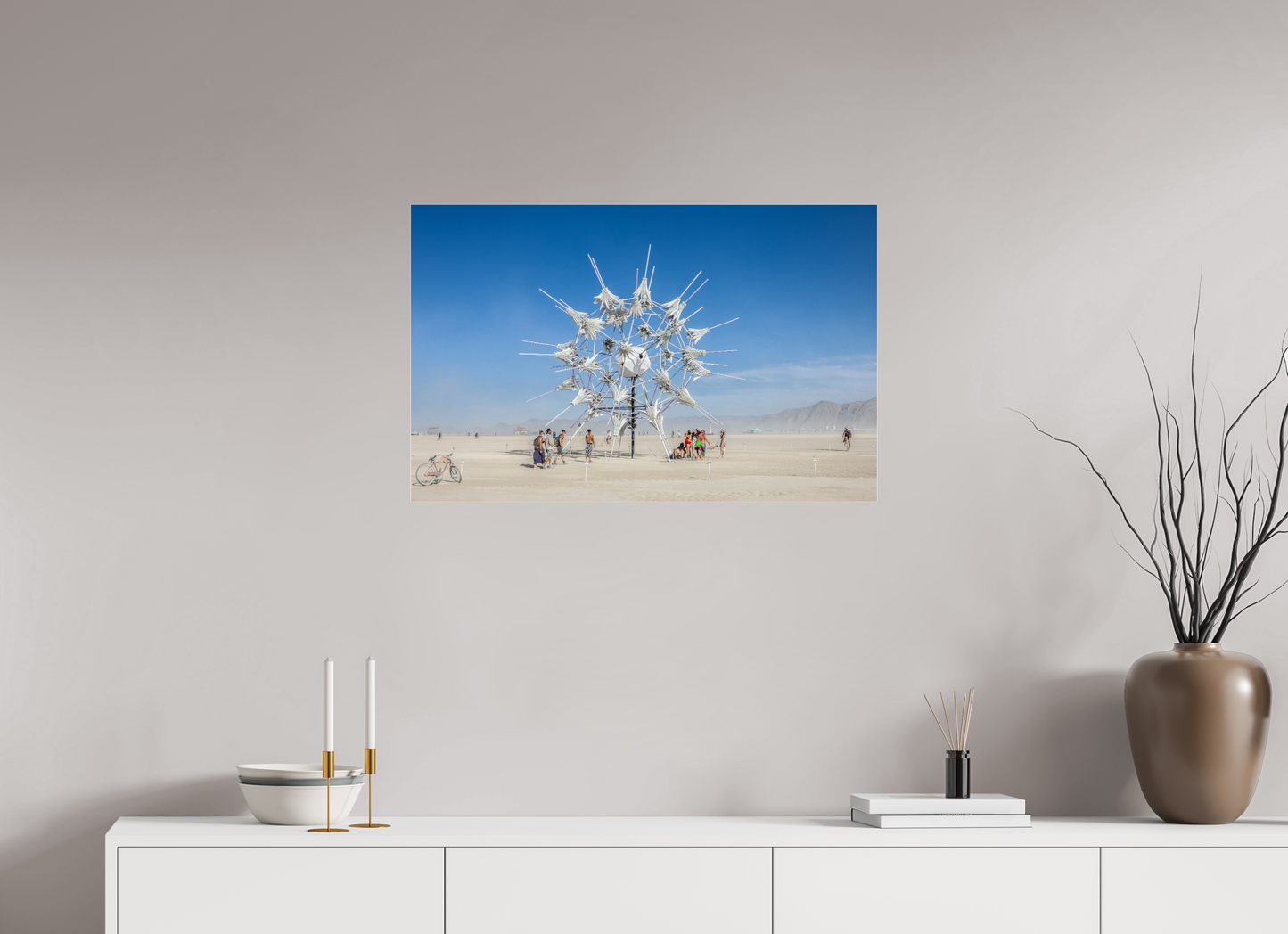 31.4 x 20″, Frameless Acrylic Glass Burning Man - Gathering at Radia Lumia