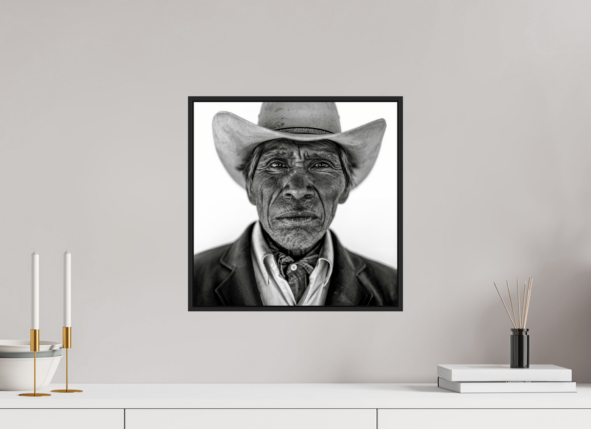 15 x 15″, Black Matte Frame, No Border Tarahumara Cowboy