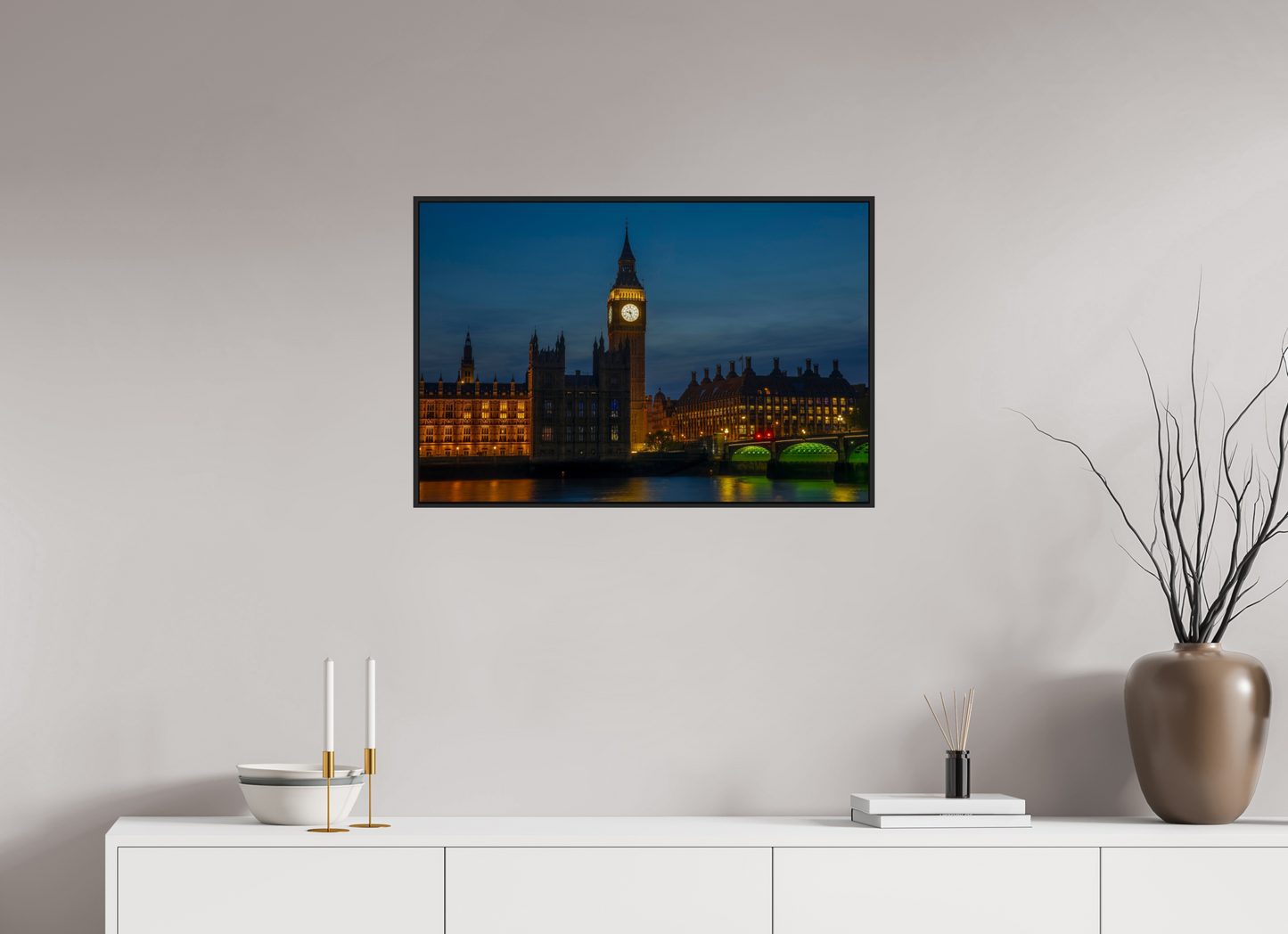 30 x 20″, Black Matte Frame, No Border Big Ben