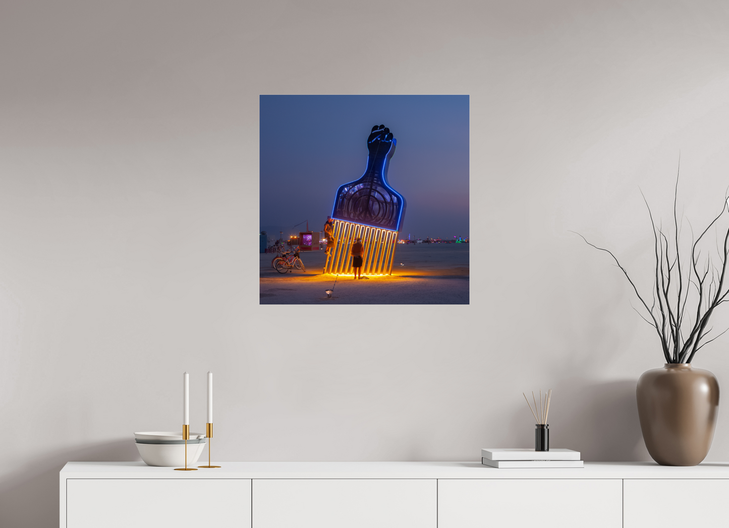 25 x 25″, Frameless Acrylic Glass Burning Man - Fro Pick