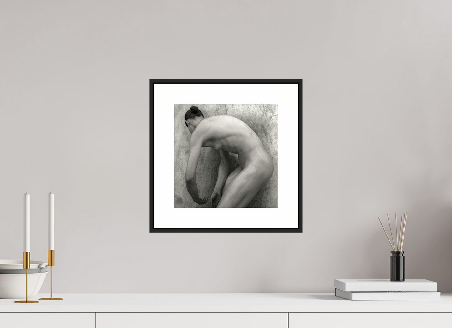10 x 10″, Black Matte Frame Nude No.60 - square