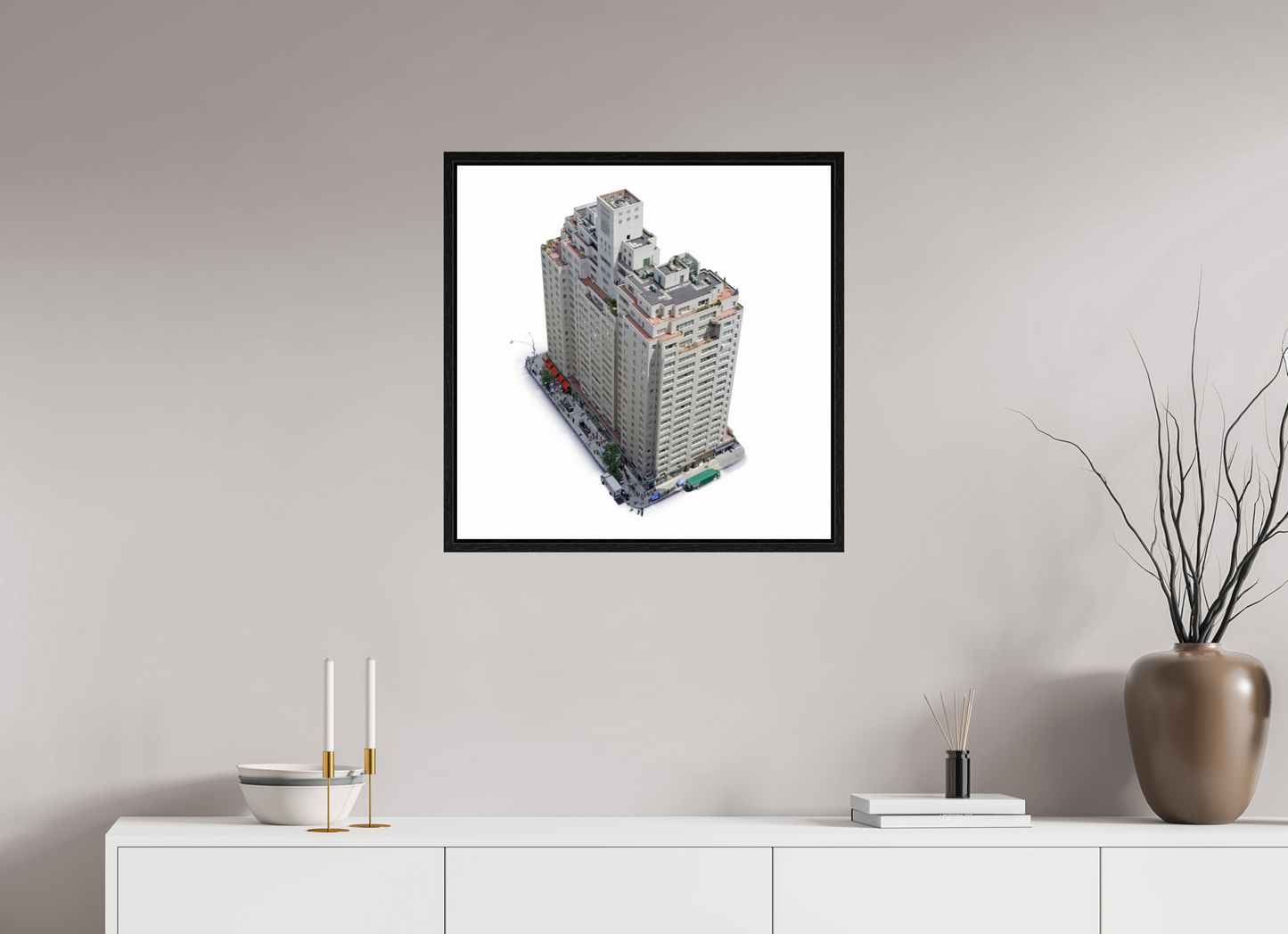 25 x 25″, Floater Frame New York City Apartment  Building