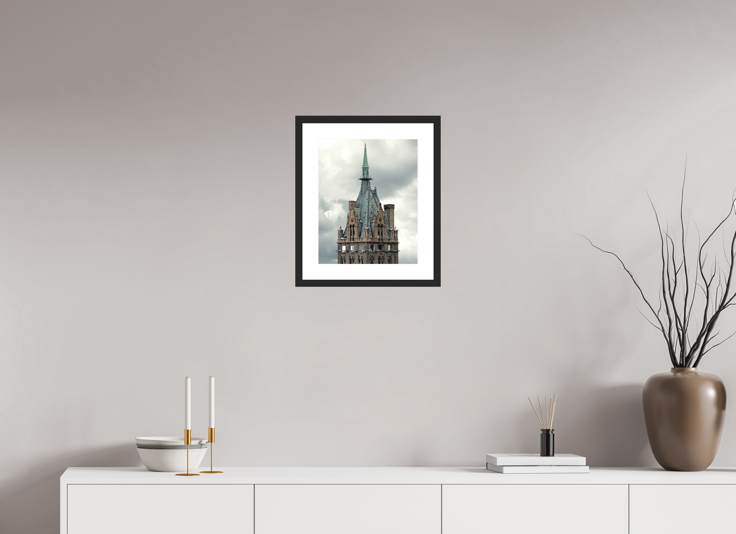 12 x 15″, Solid 0.8" Black Wood Frame With 2" Natural White Passe-Partout with Museum Glass The Sherry Netherland Hotel