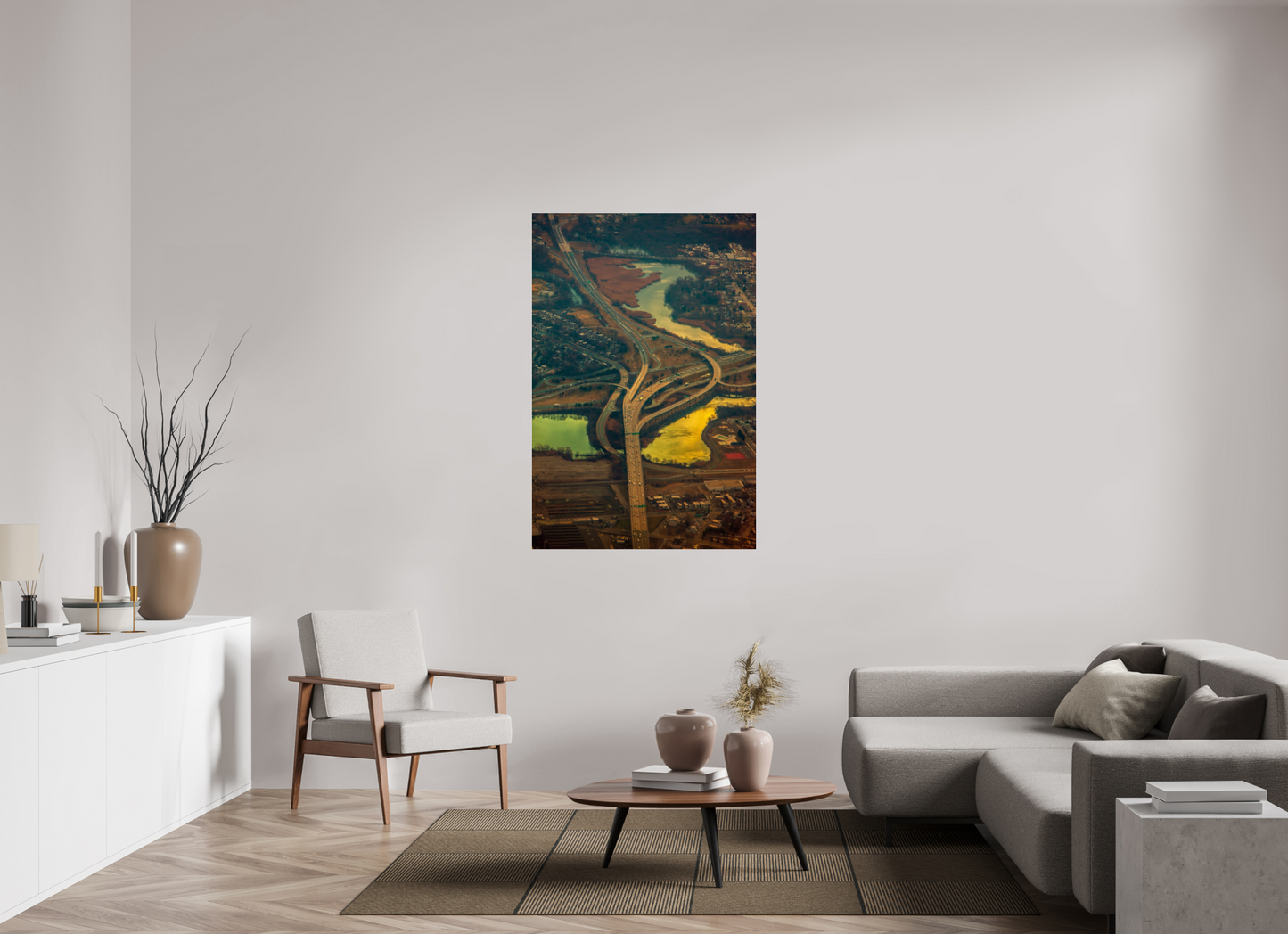36 x 54″, Frameless Acrylic Glass Aerial View of Highway