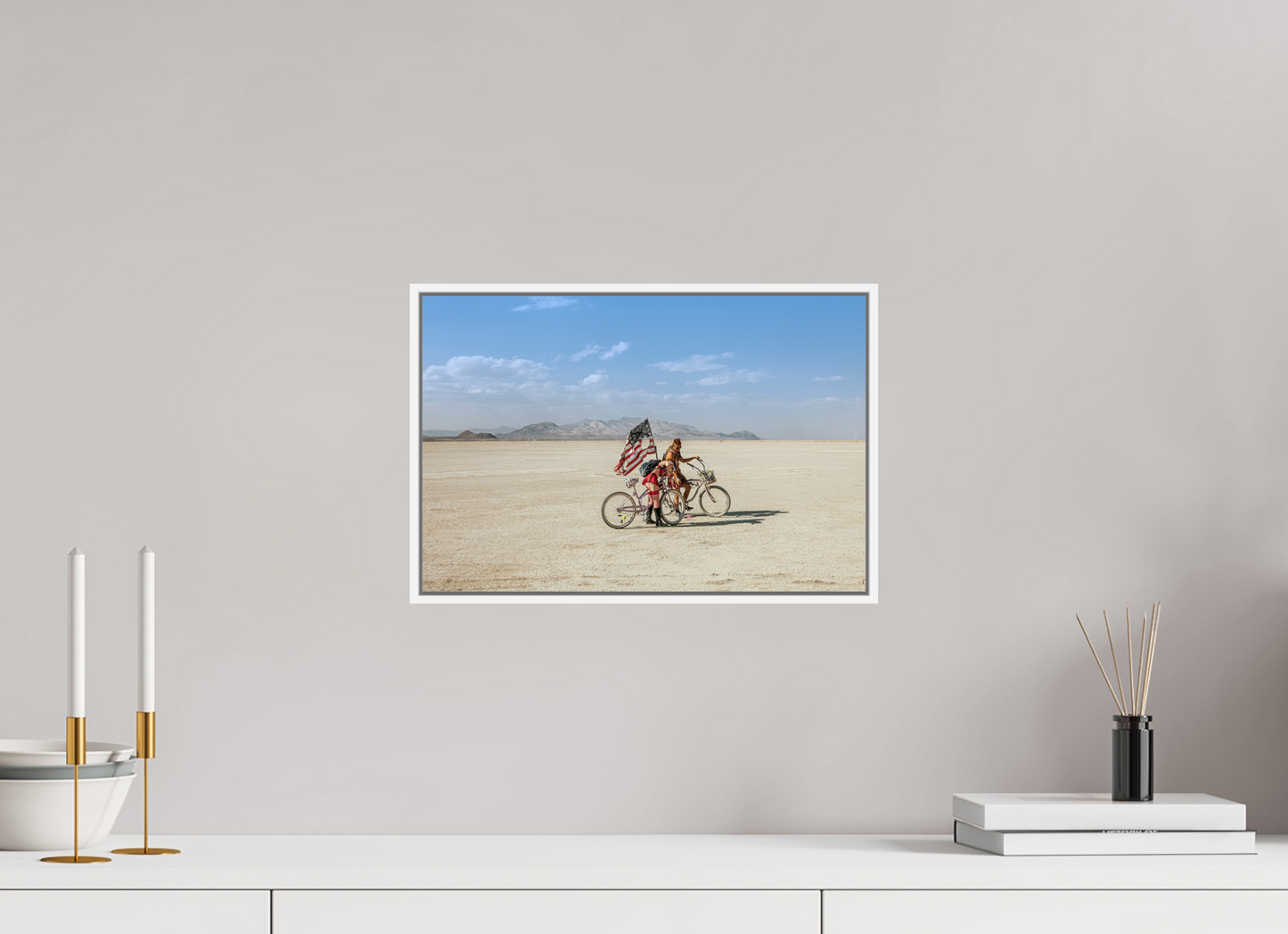 Burning Man - Two with Bikes and USA Flag