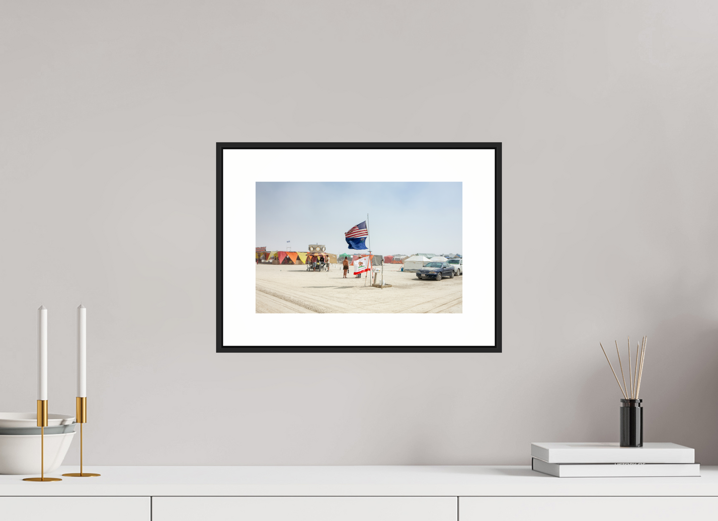 Burning Man - Woman and Flags