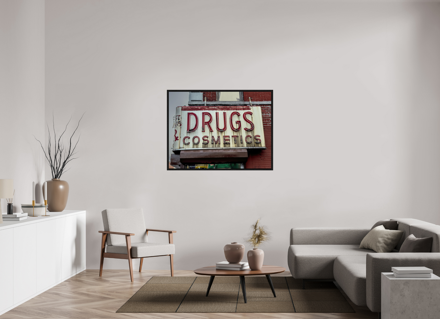 48 x 36″, Floater Frame Drug Cosmetics Sign