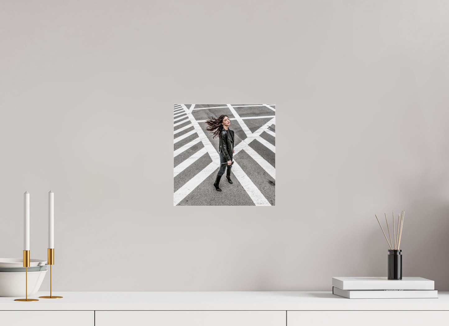 10 x 10″, Frameless Acrylic Glass Woman at Crosswalk