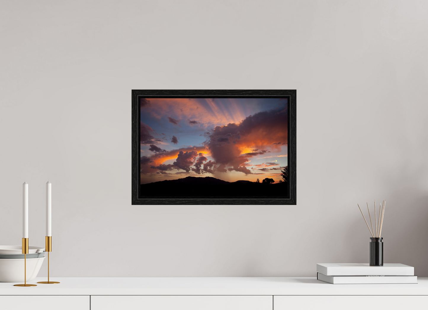 15 x 10″, Floater Frame Sunset with Clouds