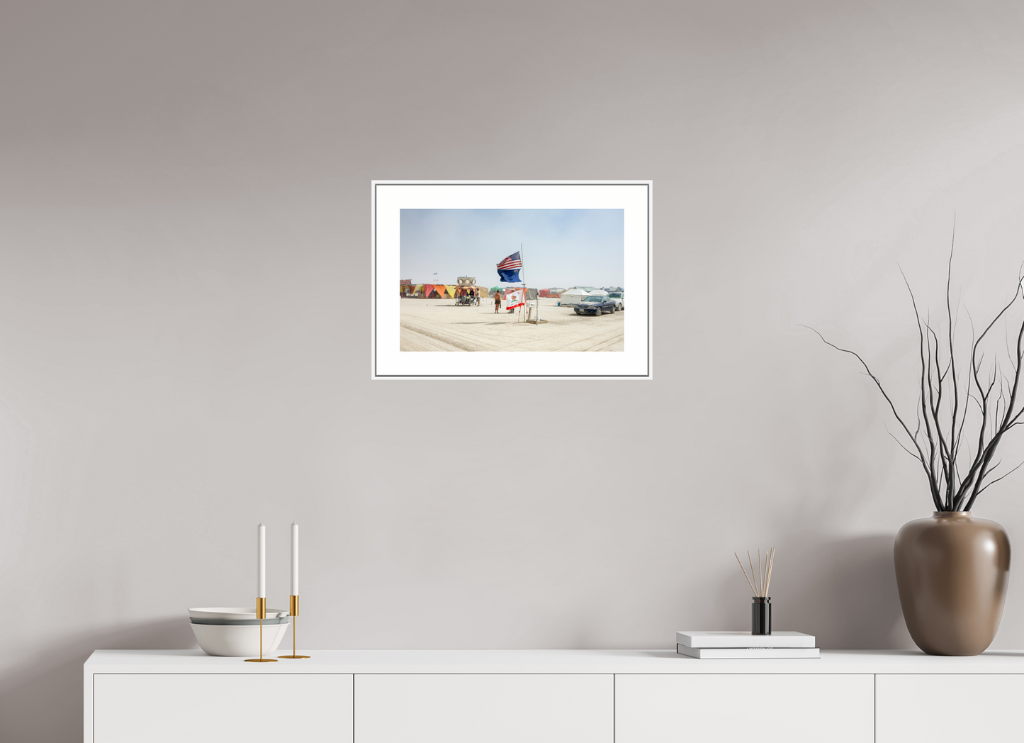 Burning Man - Woman and Flags