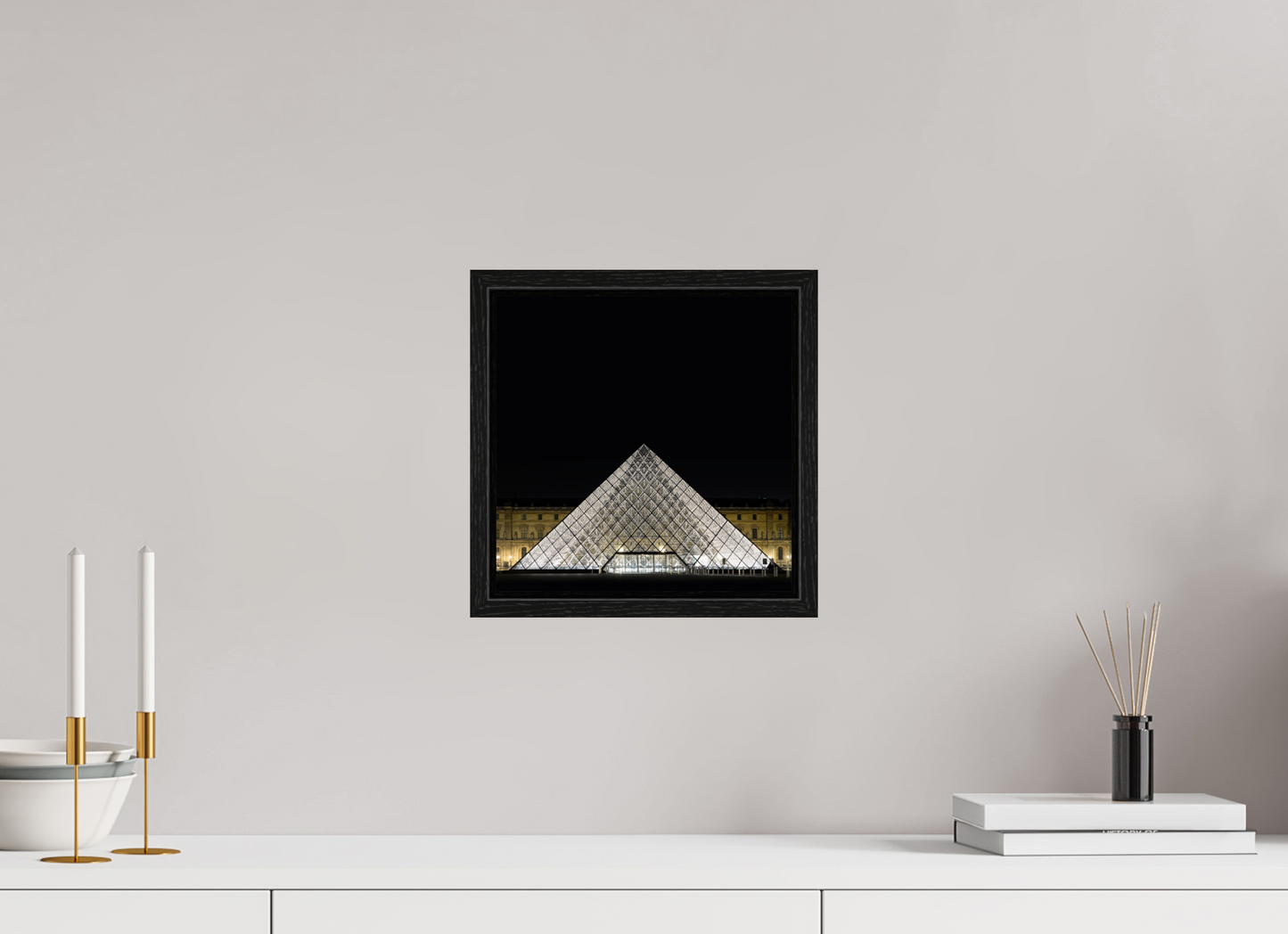 10 x 10″, Floater Frame The Louvre Pyramid