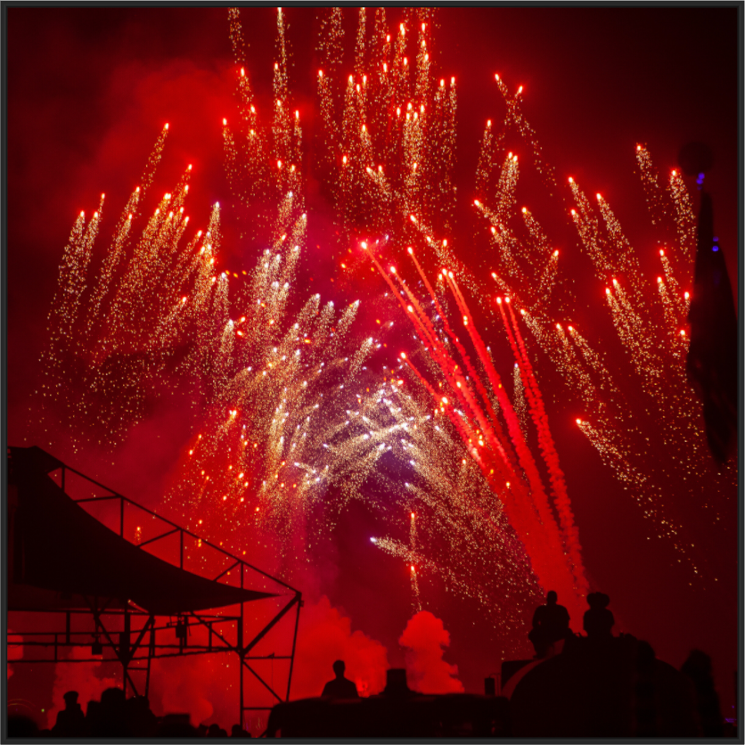 Burning Man - Red Fireworks