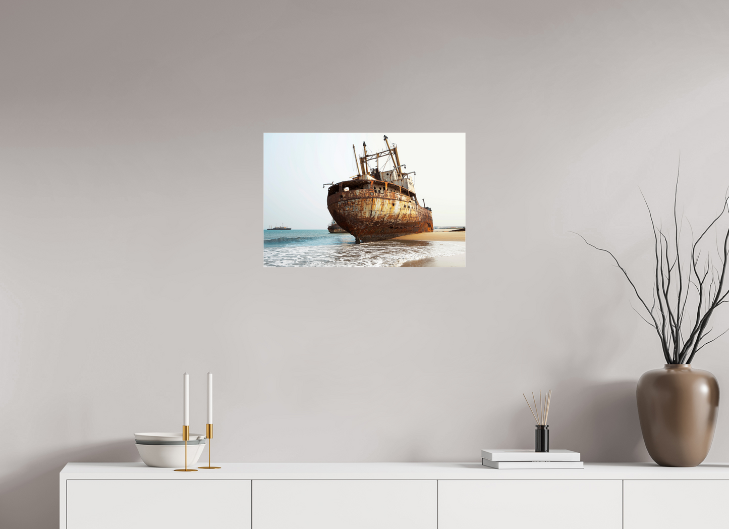 24 x 16″, Frameless Acrylic Glass Grounded Ships Angola