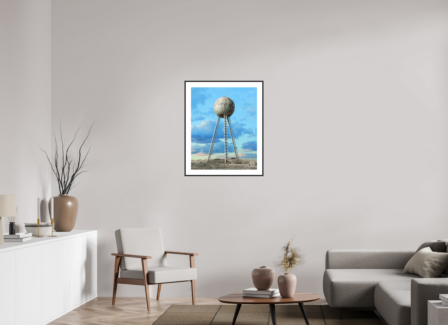 24 x 30″, Black Matte Frame Spherical Water Tower - Mexico