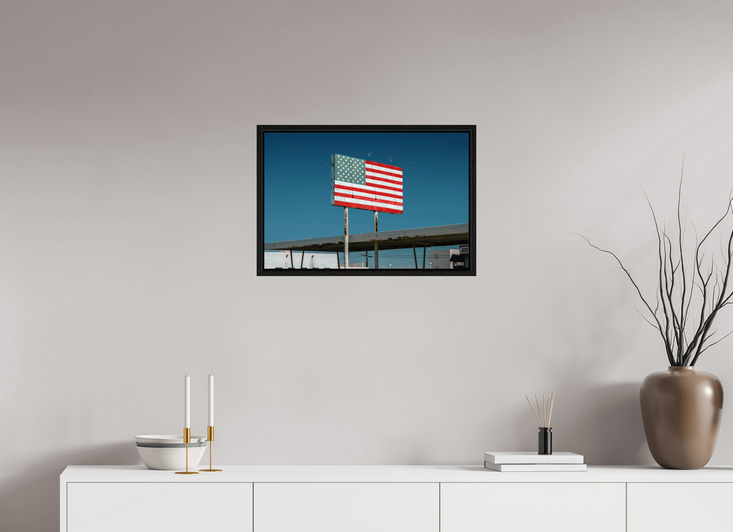 24 x 16″, Floater Frame USA Flag Sign