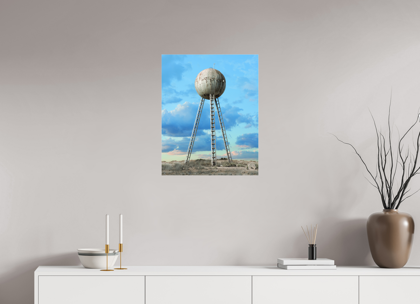 20 x 25″, Frameless Acrylic Glass Spherical Water Tower - Mexico