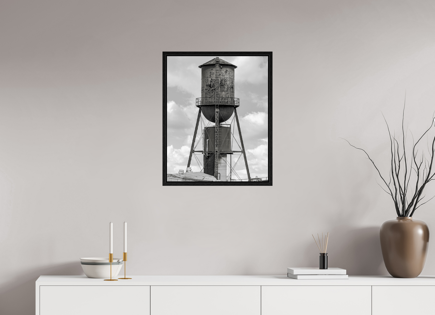 20 x 24.8″, Floater Frame Green Water Tower