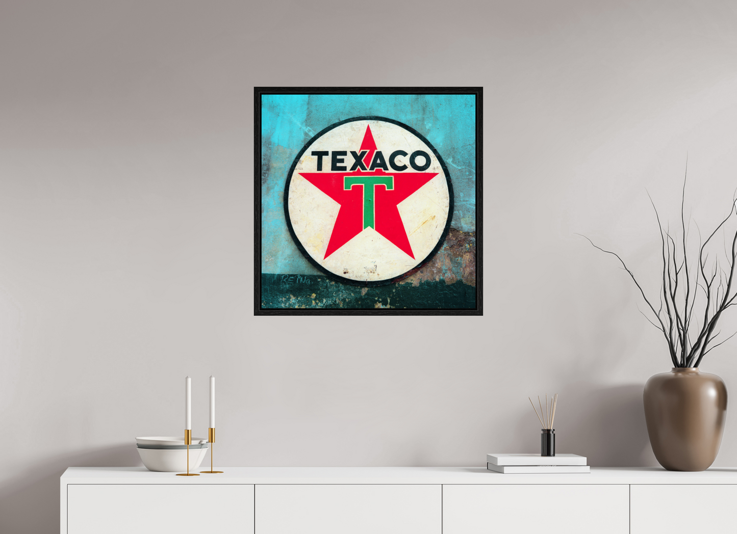 25 x 25″, Floater Frame Texaco Sign Cuba