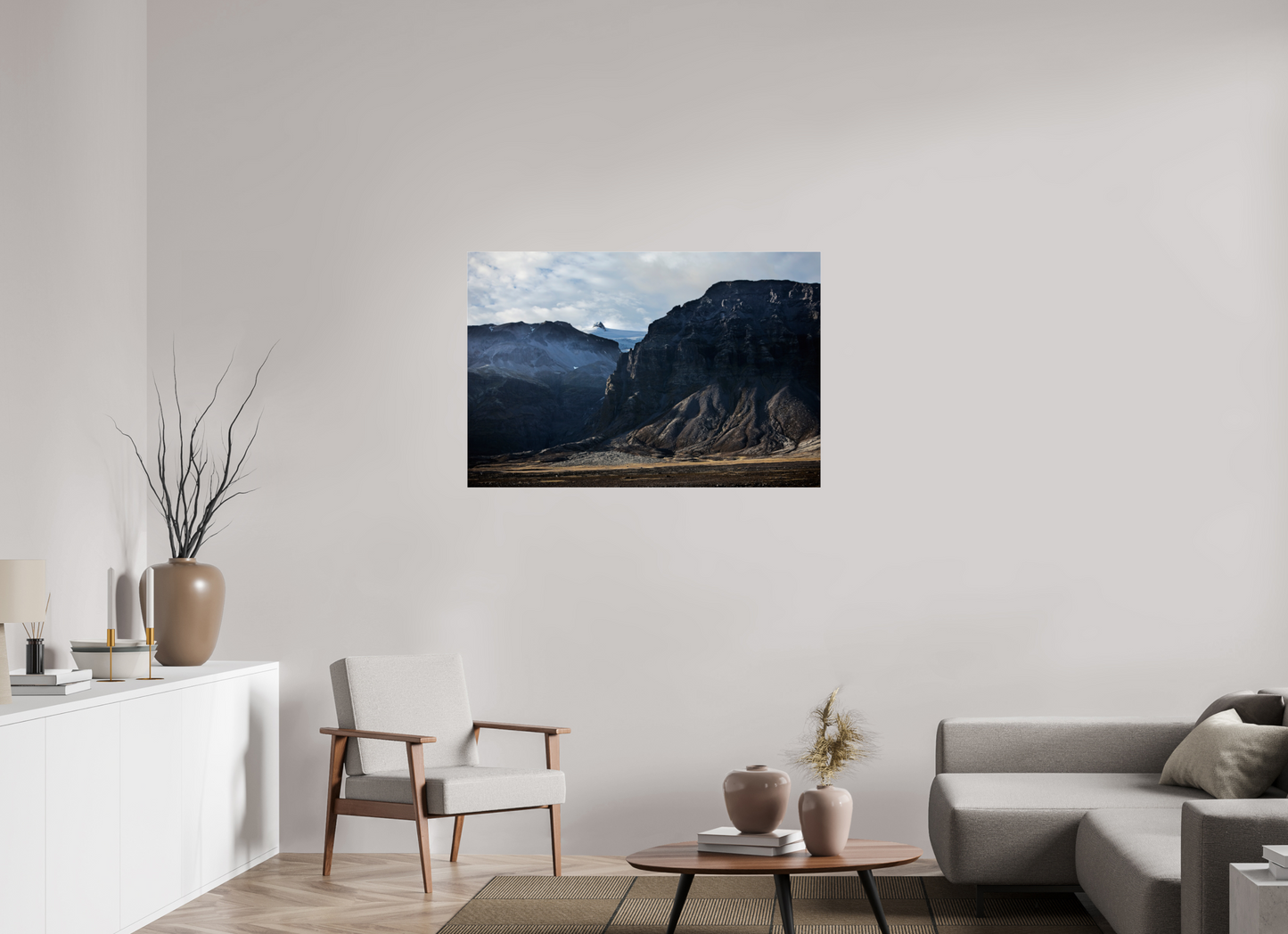 45 x 30″, Frameless Acrylic Glass Iceland Black Mountains