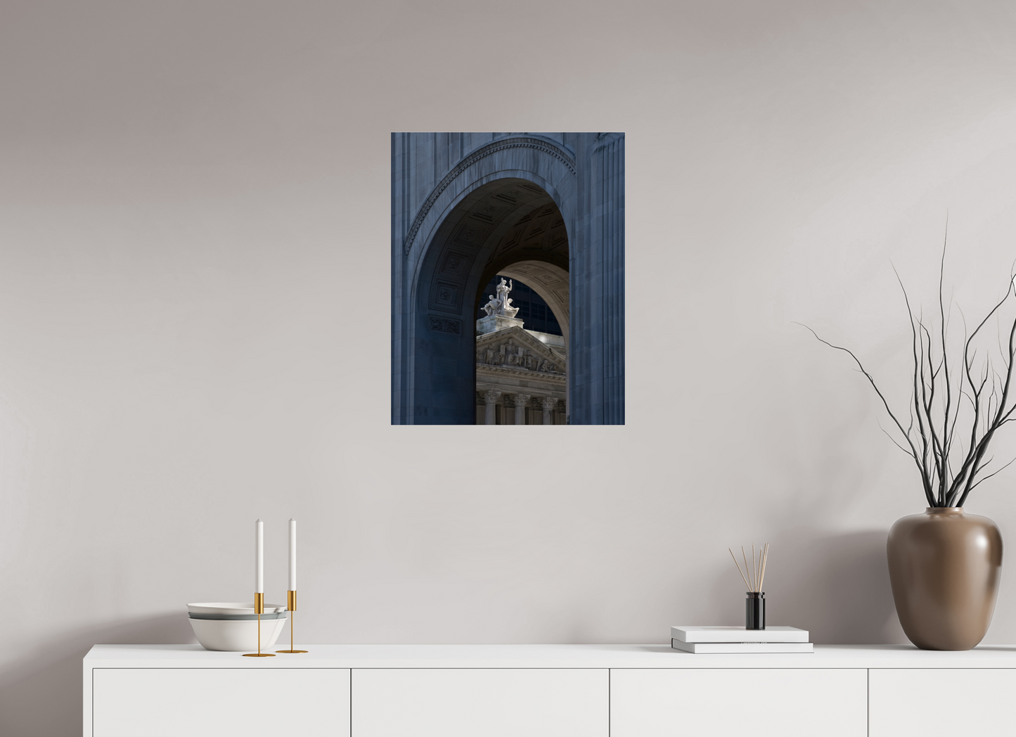 20 x 25″, Frameless Acrylic Glass Arches with Sculptures