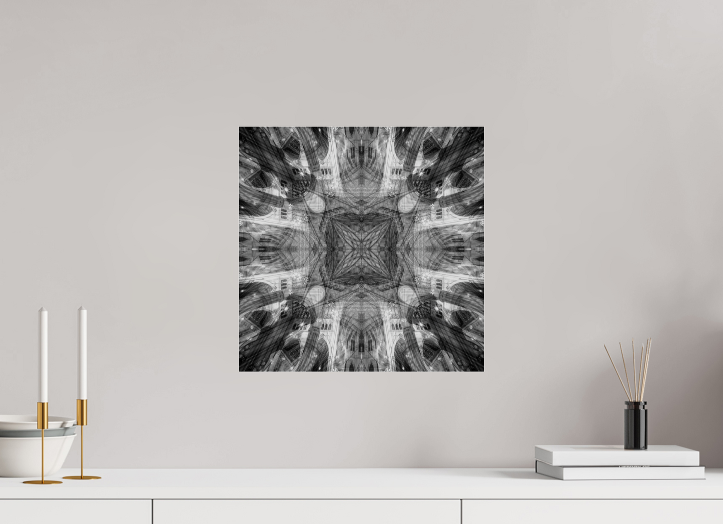 15 x 15″, Frameless Acrylic Glass Architectual Abstraction