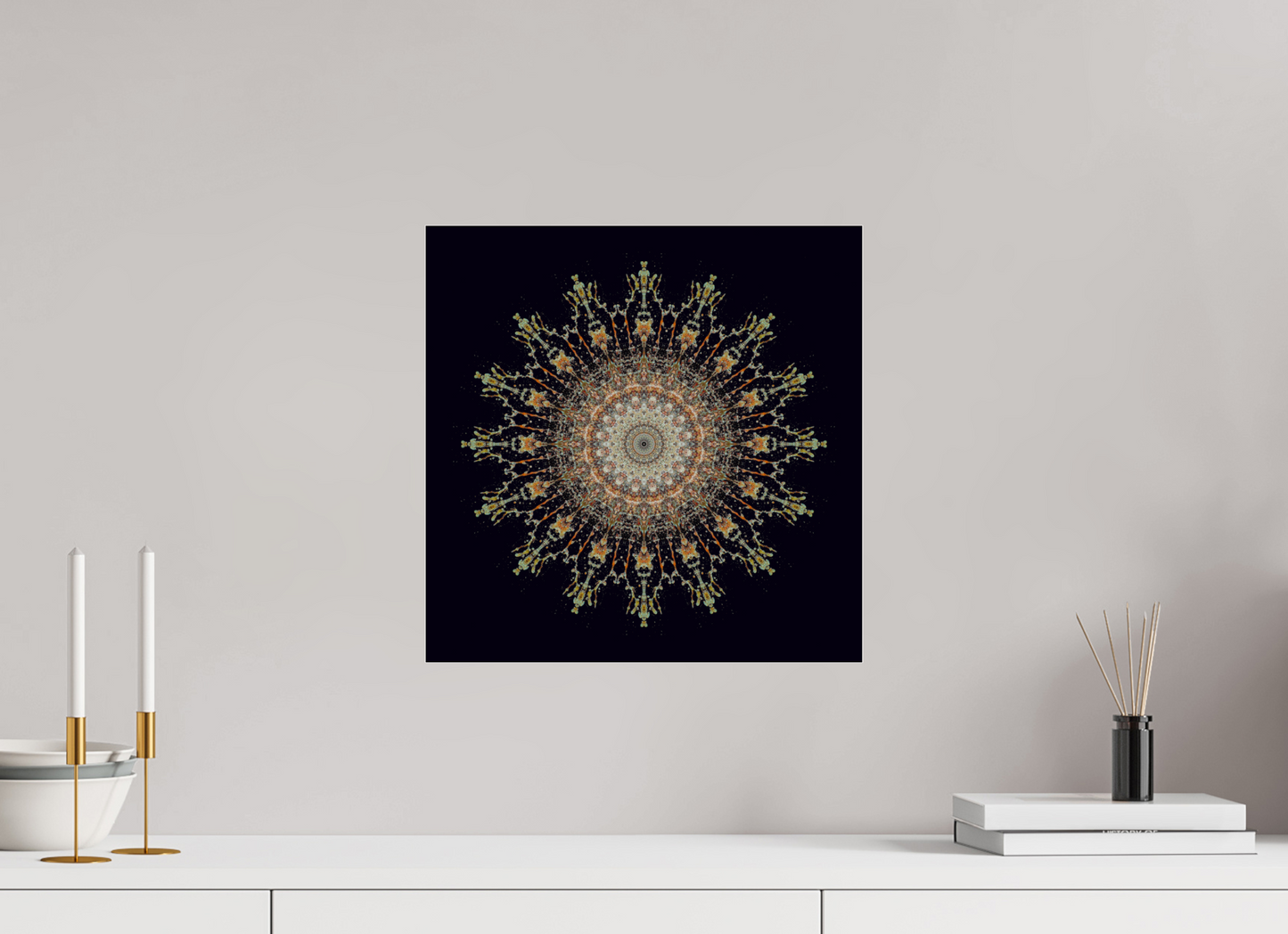 15 x 15″, Frameless Acrylic Glass Water Mandala No. 4092